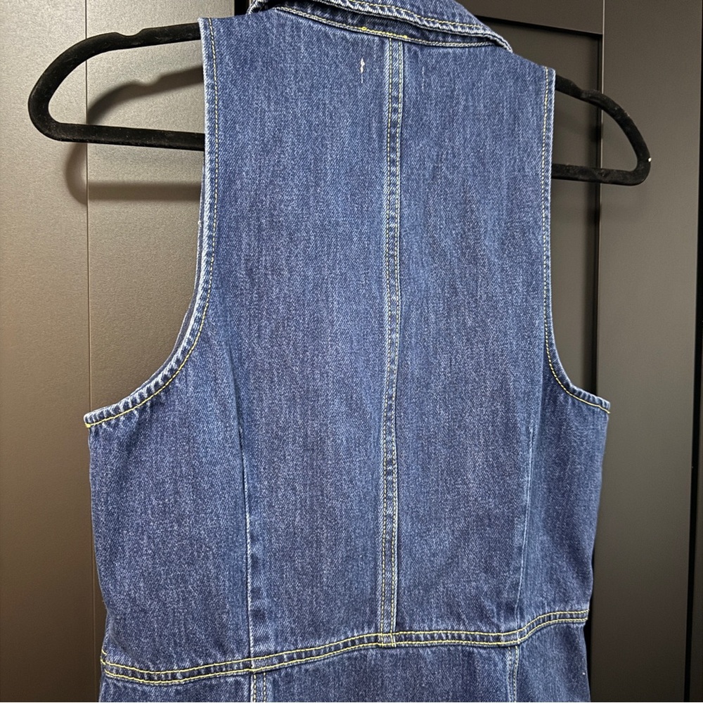 NWT Meshki Eugenie Collared Denim Mini Dress - Dark Blue - Picture 7 of 7